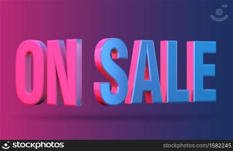 On sale 3D icon on colorful background