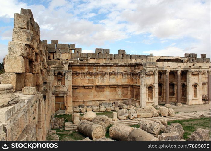 On the corner of big temple in Baalbeck, Lebanon