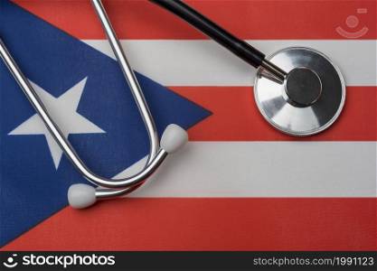 On the flag of Cuba is a stethoscope. The concept of medicine.. On the flag of Cuba is a stethoscope.