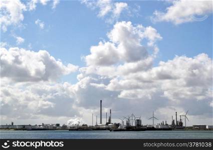 On the headland at Rozenburg is much industry to see but also nature, the port of Rotterdam. The Netherlands.