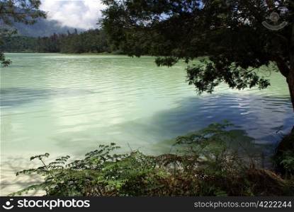 On the lake Telaga Warna, Dieng Plateau, Java