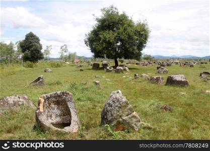 On the Plain of jars in Xieng Khouang province, Laos