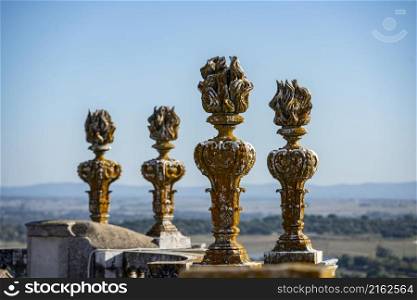 on the roof top at the Catedral or Se of Evero in the old Town of the city Evora in Alentejo in Portugal. Portugal, Evora, October, 2021