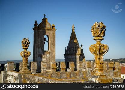 on the roof top at the Catedral or Se of Evero in the old Town of the city Evora in Alentejo in Portugal. Portugal, Evora, October, 2021