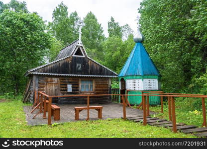 On the sacred source of the Venerable Barnabas, Abbot of Vetluga near the village of Rozdestvenskoe, Sharinsky district, Kostroma oblast, Russia.