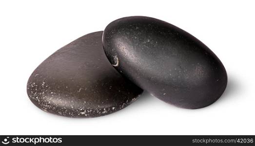 On top two black stones for Thai spa isolated on white background