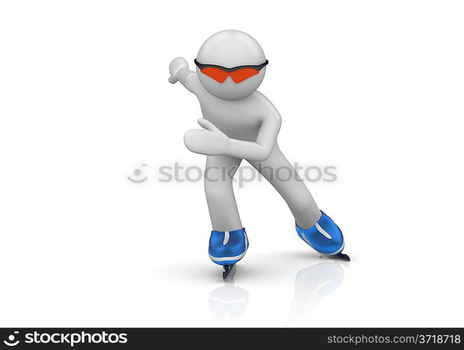 Oncoming Skater (3d isolated characters on white background series)