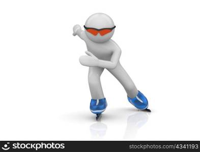 Oncoming Skater (3d isolated characters on white background series)