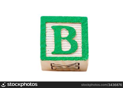 One alphabet learning block isolated over white