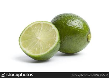 One and a half lime isolated on white background