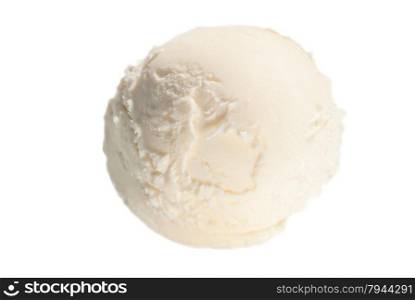 one ball of vanilla ice cream on a white background