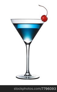 One blue cocktail martini isolated (pen clip path included)