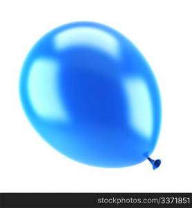 one blue party balloon isolated on white background