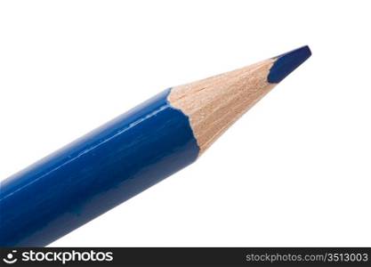 One blue pencil on a over white background