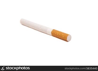 One cigarette on white background isolated