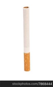 One cigarette on white background isolated