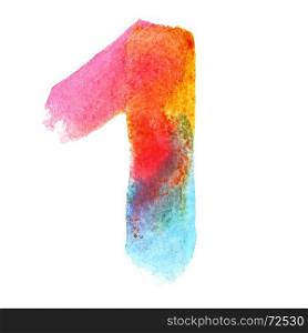 One - Colorful watercolor numbers