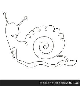 One Continuous Line Drawing. Animal Doodle. Modern Minimalistic Style. Snail Icon Isolated on White Background.. One Continuous Line Drawing. Animal Doodle. Modern Minimalistic Style. Snail Icon Isolated on White Background