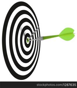 one dar hit it&rsquo;s target on a white background, concept for success. Business Goal, Self Help or Inprovement
