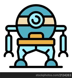 One eye robot icon. Outline one eye robot vector icon color flat isolated. One eye robot icon color outline vector