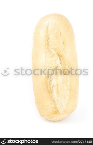 one fresh and baked white wheat bread baguette (isolated on white background)