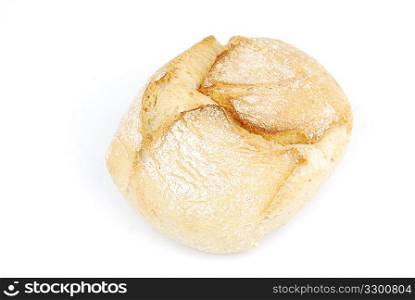 one fresh and baked white wheat bread (isolated on white background)