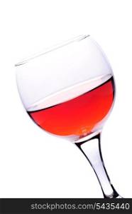 One glass with red wine isolated on white backround