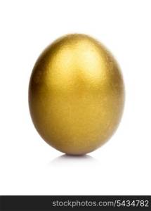 One golden egg isolated on white background