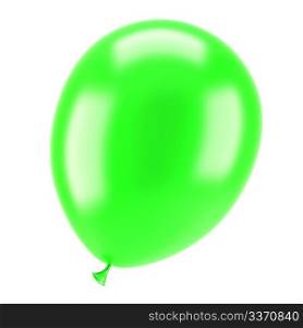 one green party balloon isolated on white background