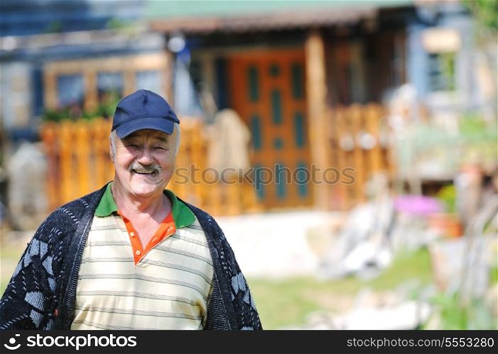one happy mature elederly senior man outdoor portrait