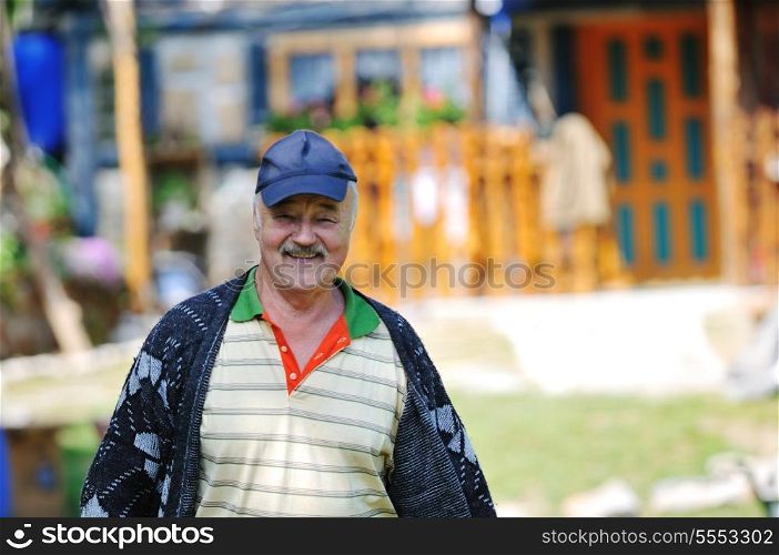 one happy mature elederly senior man outdoor portrait