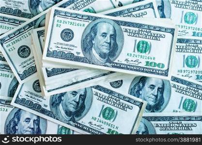 One hundred dollars banknotes, background from dollars