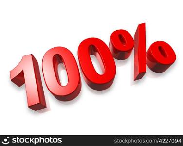 one hundred percent 3D number isolated on white - 100%. 100% one hundred percent