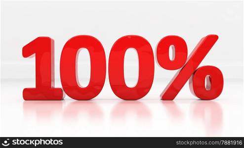 One hundred percent off. Discount 100. &#xA;Percentage. 3D illustration