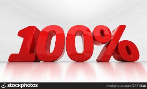 One hundred percent off. Discount 100. &#xA;Percentage. 3D illustration