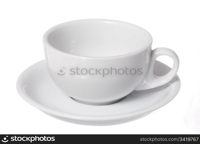 One isolated cup and saucer on white background.