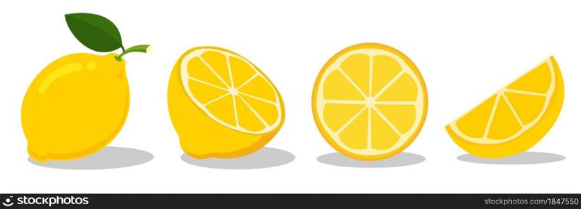 One lemon Half lemon On a white background