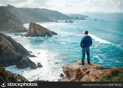 One man enjoying the view of the landscape