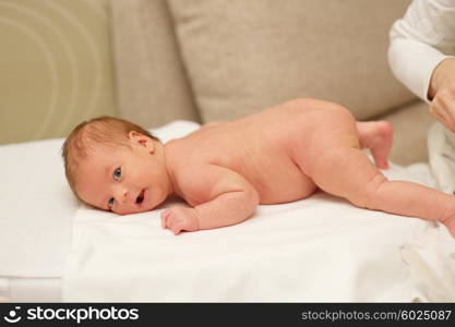 One month old newborn baby massage