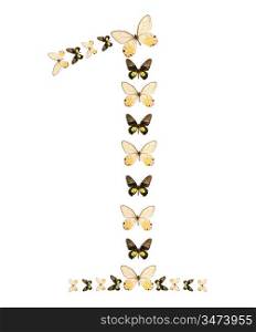One number butterfly show isolated