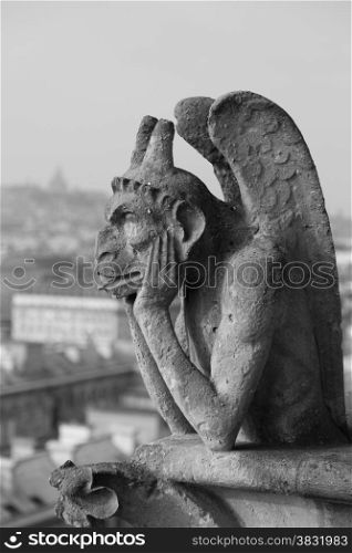 One of Notre Dame s well known chimera statues, Paris France