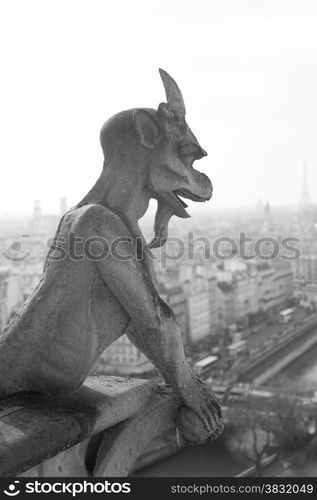 One of Notre Dame s well known chimera statues, Paris France