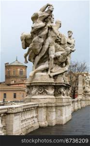 One of the allegorical sculptures on the Ponte Vittorio Emanuele II, Rome, Italy