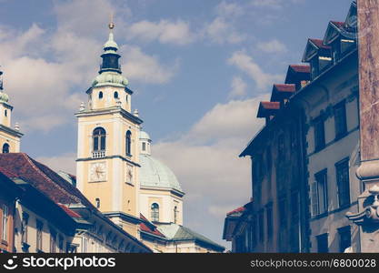 One of the central streets of the city Ljubljana, Slovenia