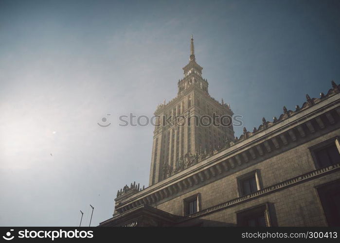 One of the highest building of Europe - Soviet Stalin Palace of Culture and Science in Warsaw, Poland