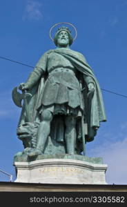 one of the statues of an hero on the heroes square in Budapest