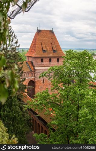 One of the towers of a medieval castle. Gdanisko. Malbork. Poland