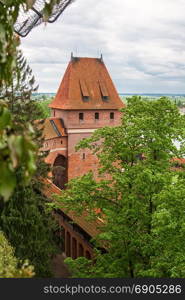 One of the towers of a medieval castle. Gdanisko. Malbork. Poland