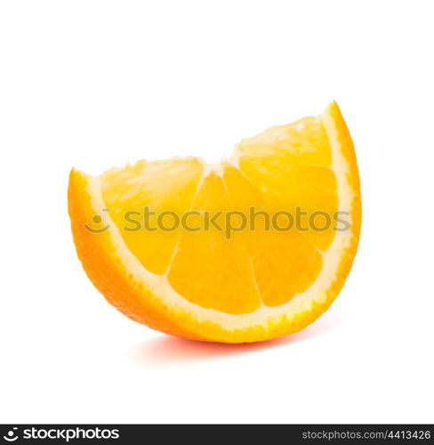 One orange fruit segment or cantle isolated on white background cutout