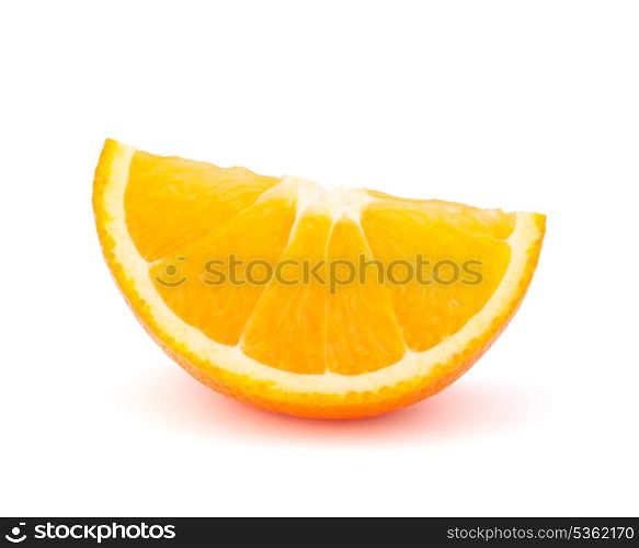 One orange fruit segment or cantle isolated on white background cutout